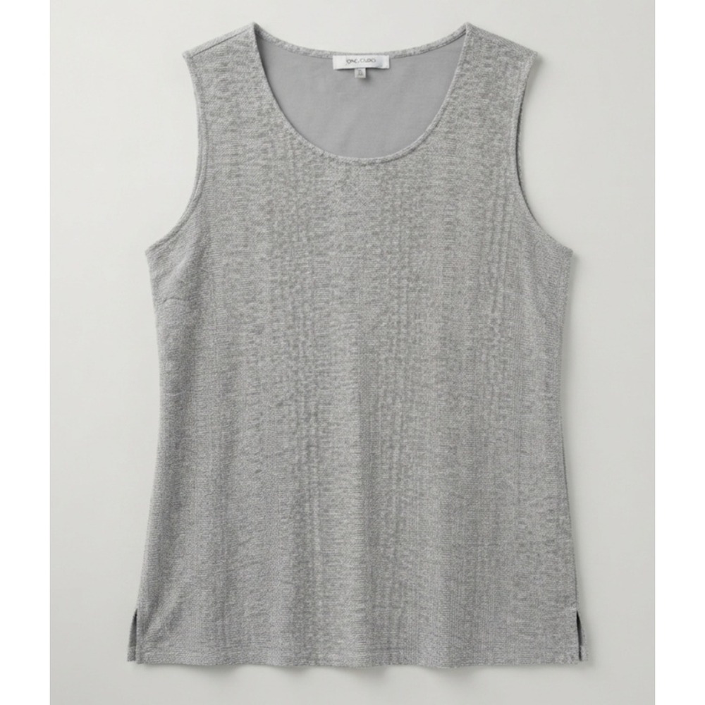 Jones Studio Womens XL Grey Textured Scoop Neck Sleeveless Shell Tank Top Lined